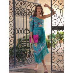CONJUNTO MANTÓN TURQUESA