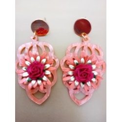 PENDIENTES SALMÓN Y FLOR