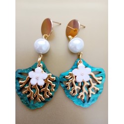 PENDIENTES PERAL Y FLOR