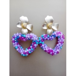 PENDIENTE FLOR Y CORAZÓN MULTI